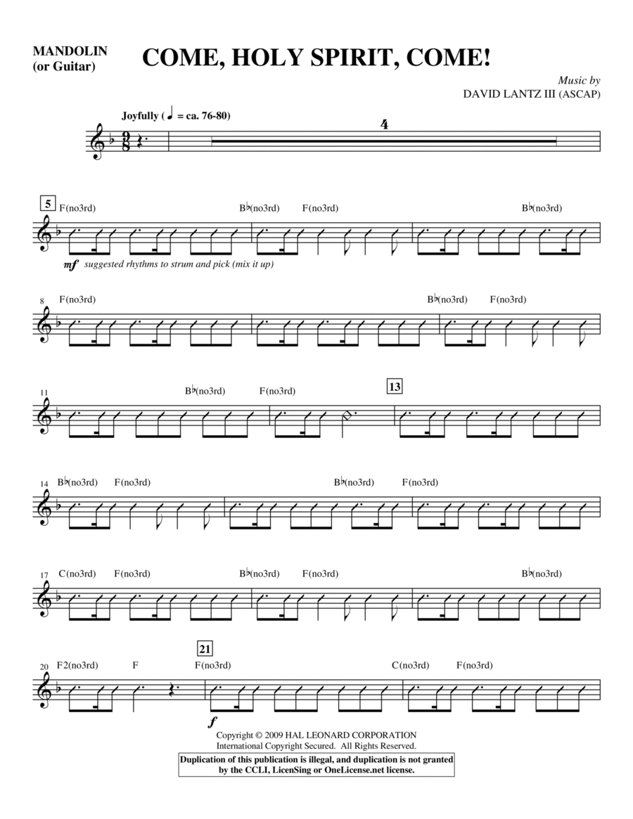 Come, Holy Spirit, Come! - Guitar/Mandolin Choir scores gallery preview page 1