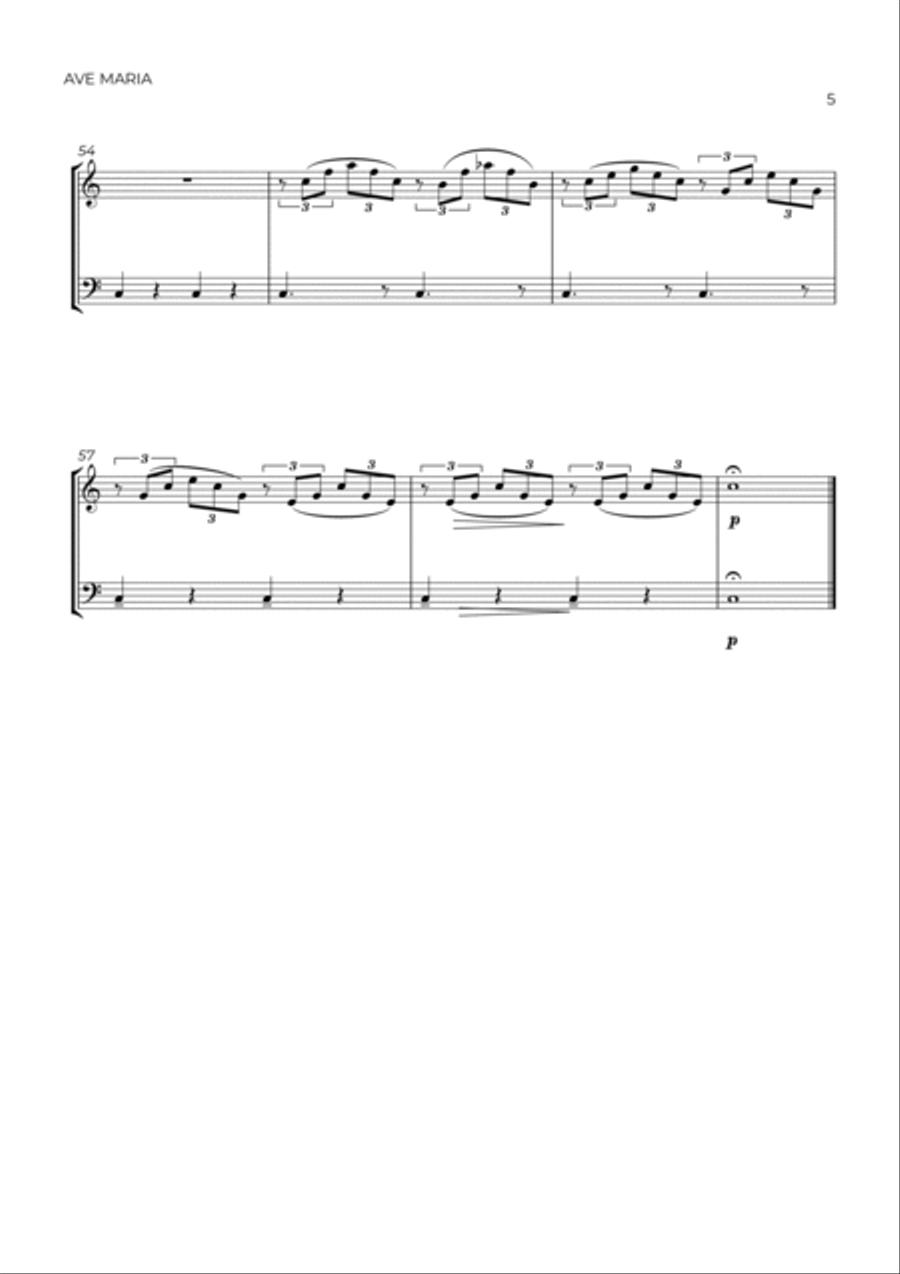 AVE MARIA - SCHUBERT - VIOLIN & CONTRABASS String Duet scores gallery preview page 5