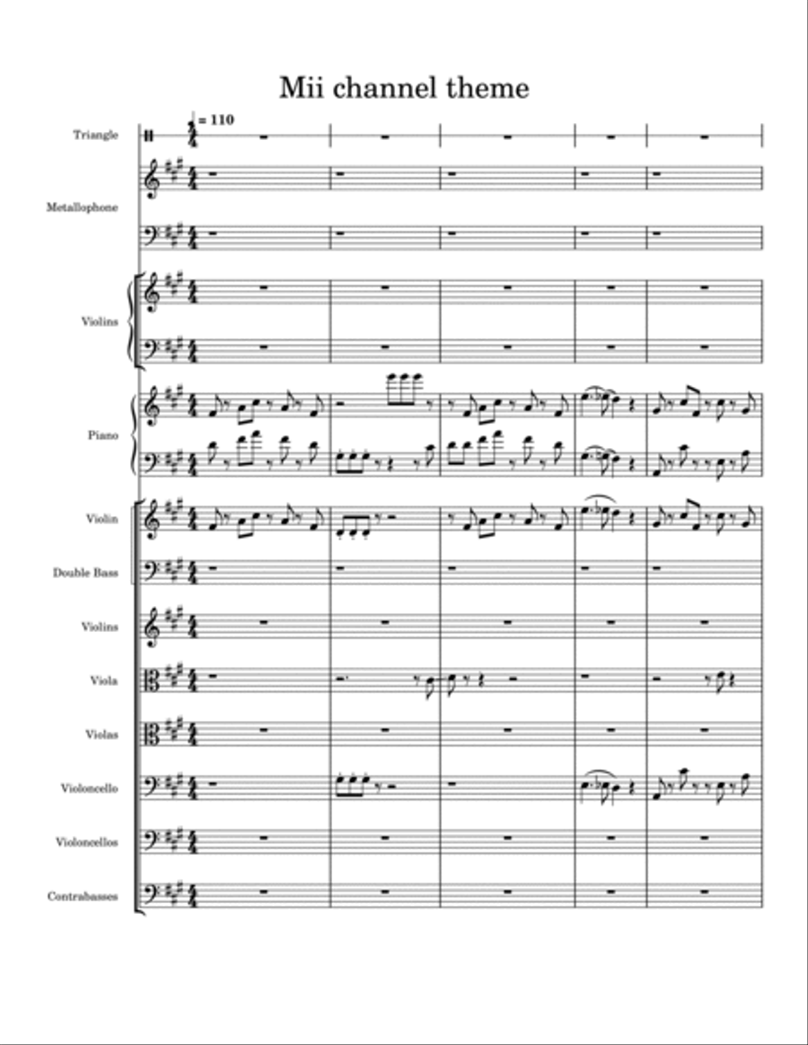 Mii Channel Theme Mii Channel Theme Large Ensemble scores gallery preview page 1