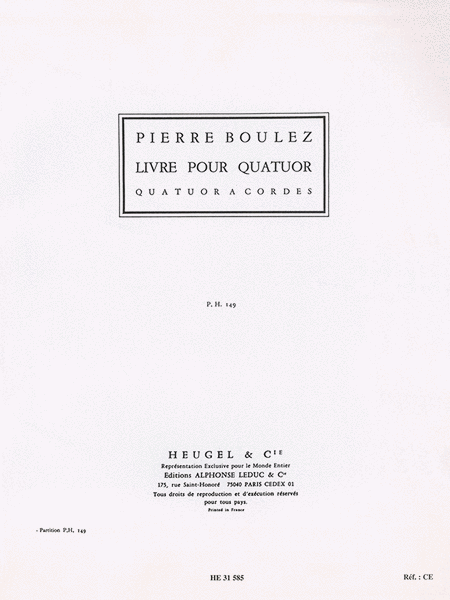 Livre Pour Quatuor (ph149) (quartet-strings)