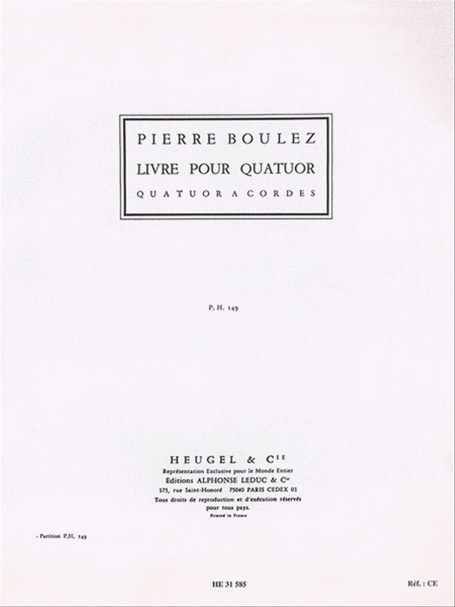 Livre Pour Quatuor (ph149) (quartet-strings) String Quartet scores gallery preview page 1