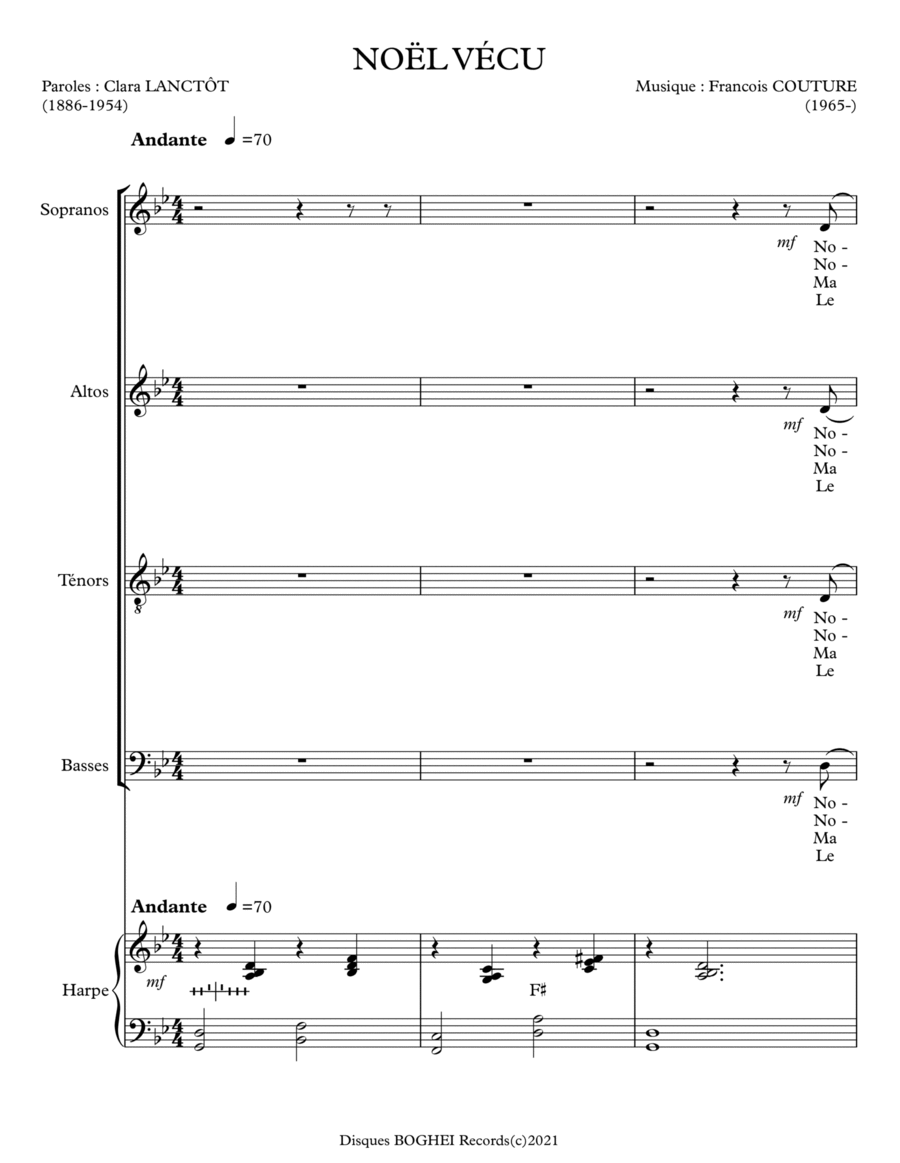 NOËL VÉCU 4-Part scores gallery preview page 1