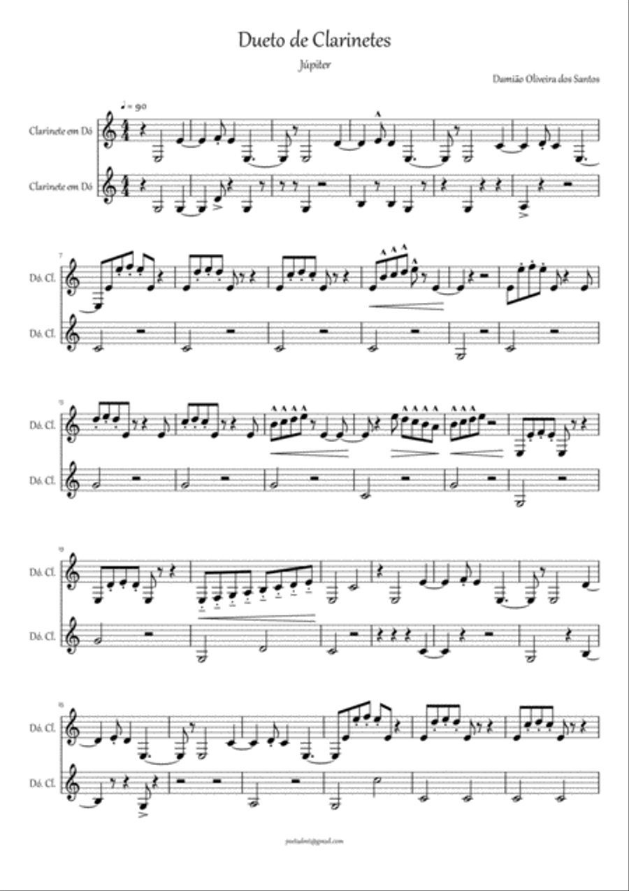 Dueto de Clarinetes Júpiter Clarinet Duet scores gallery preview page 1