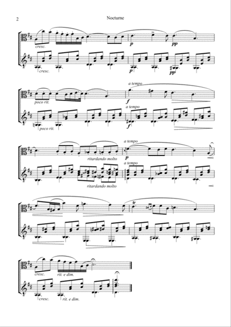 Nocturne Op. 9 No. 2 for viola and guitar (abridged) String Duet scores gallery preview page 2