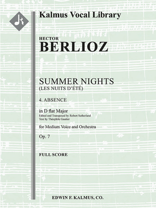 Summer Nights, Op. 7 (Les nuits d'ete) -- 4. Absence (transposed in Db)