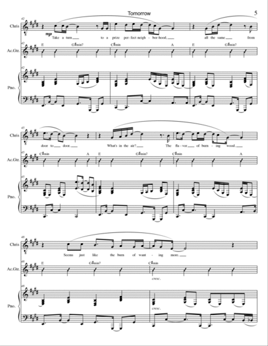 Tomorrow Piano, Vocal, Guitar scores gallery preview page 5