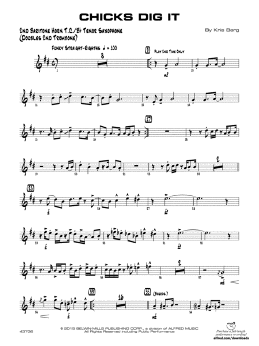 Chicks Dig It: 2nd Baritone T.C. Jazz Ensemble scores gallery preview page 1