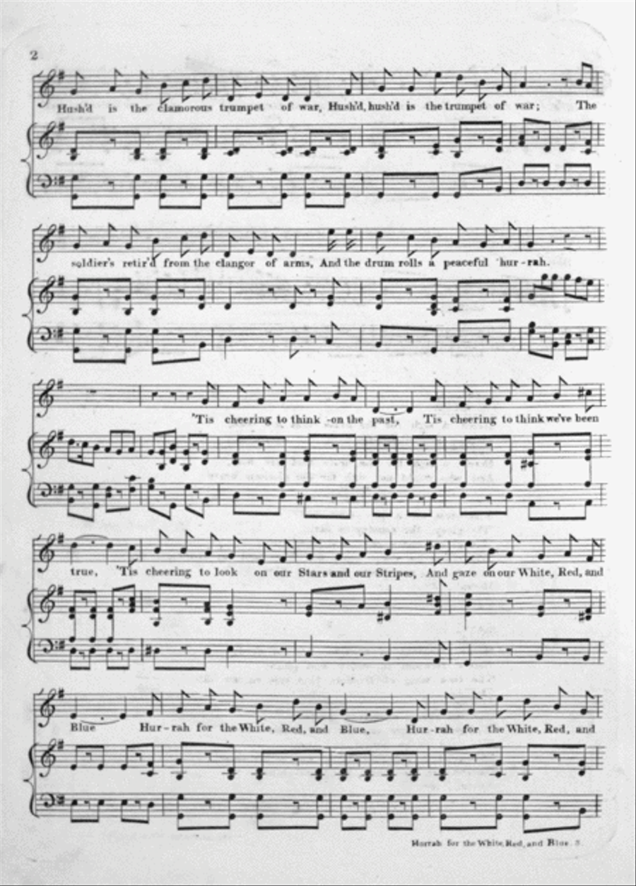 Hurrah for the White, Red, and Blue. A Ballad Voice scores gallery preview page 2