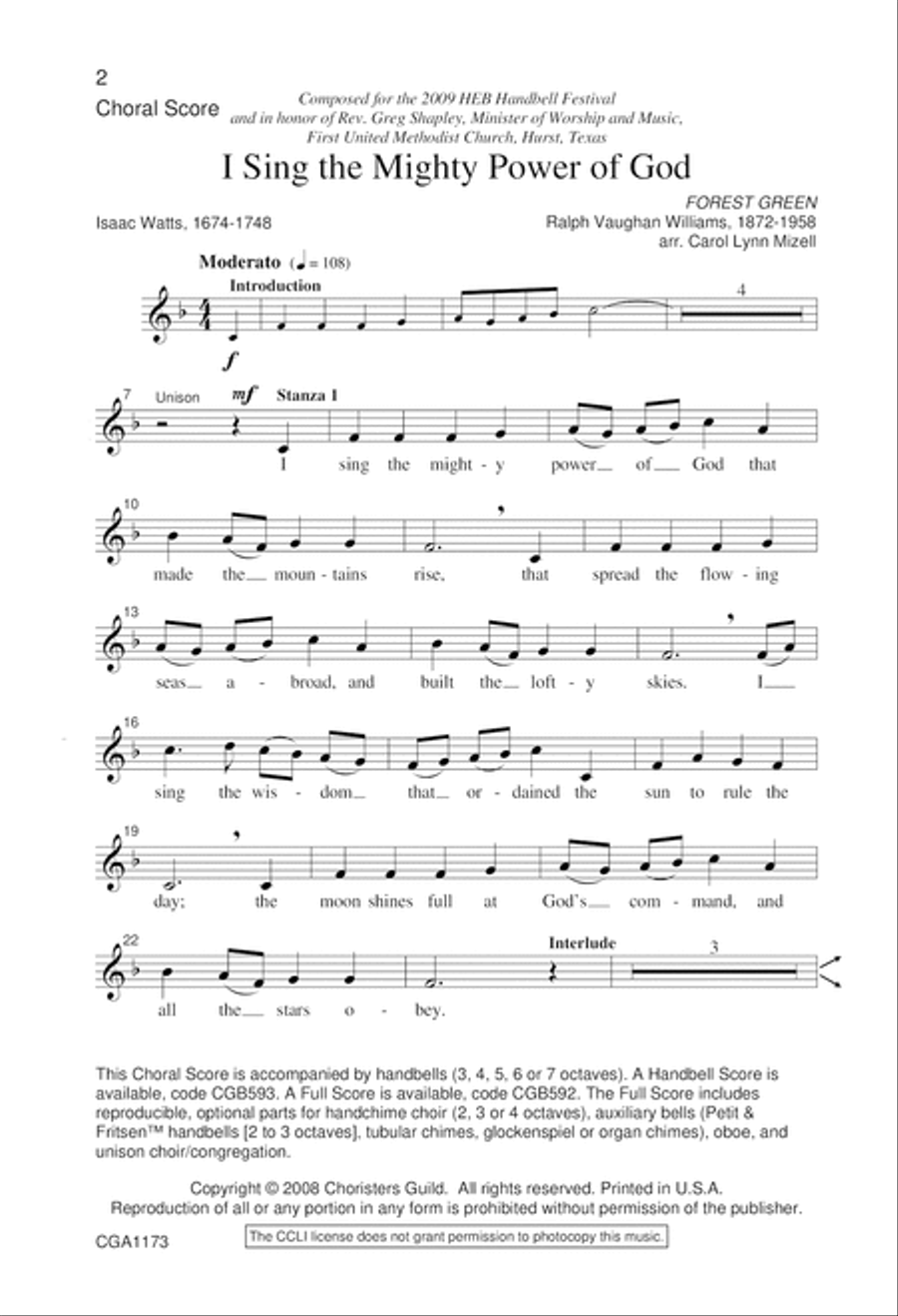 I Sing the Mighty Power of God (Choral Score) 4-Part scores gallery preview page 2