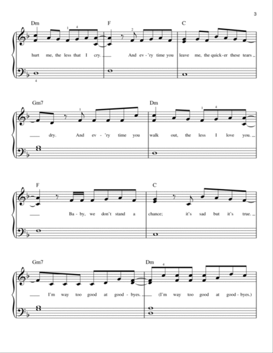 Too Good At Goodbyes Easy Piano scores gallery preview page 3