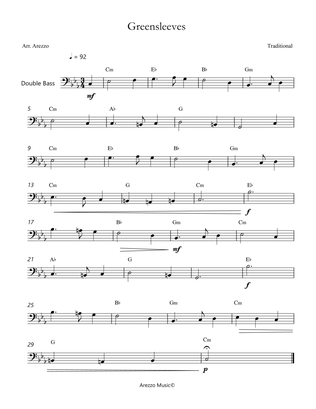 Greensleeves - Lead Sheet for Double Bass Chord Symbols