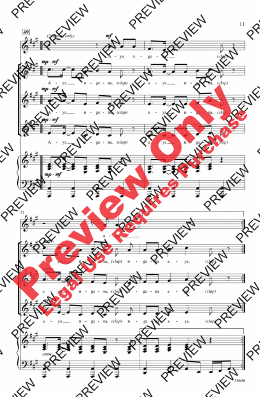 Aya Ngena Aya Ngena Women's Choir scores gallery preview page 11