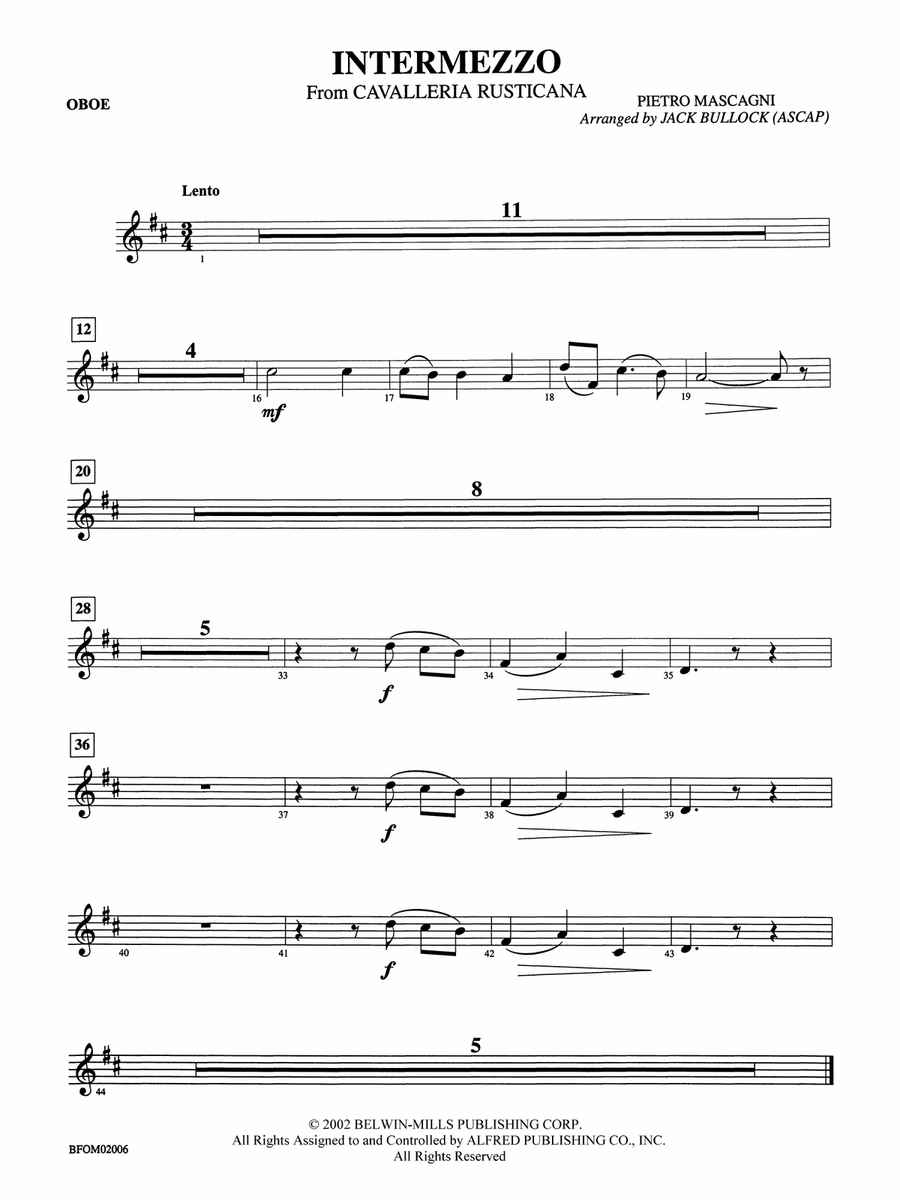Intermezzo (from Cavalleria Rusticana): Oboe