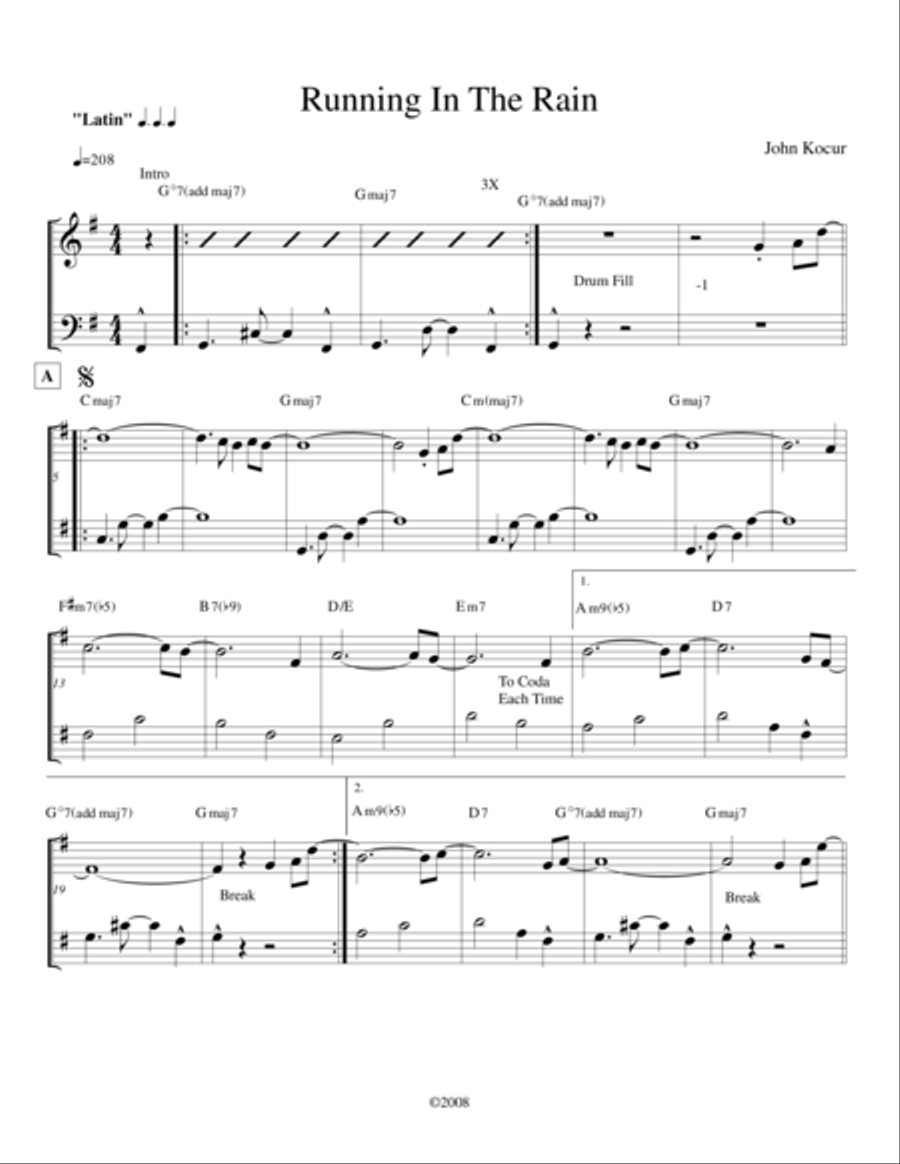 Running In The Rain Jazz Ensemble scores gallery preview page 1