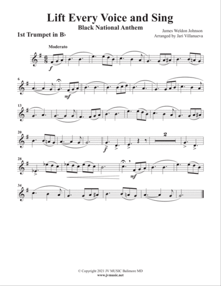 Lift Every Voice And Sing Black National Anthem for Brass Quintet Lift Every Voice And Sing Black National Anthem for Brass Quintet Brass Quintet scores gallery preview page 4