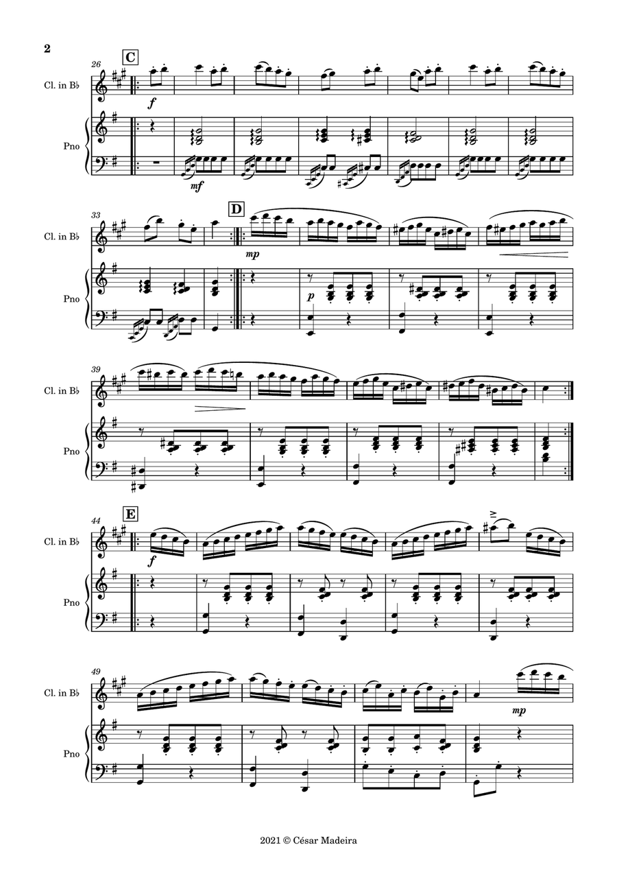 Turkish March by Mozart - Bb Clarinet and Piano (Full Score) B-Flat Clarinet scores gallery preview page 3