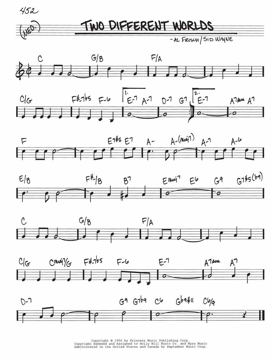 Two Different Worlds Piano scores gallery preview page 1