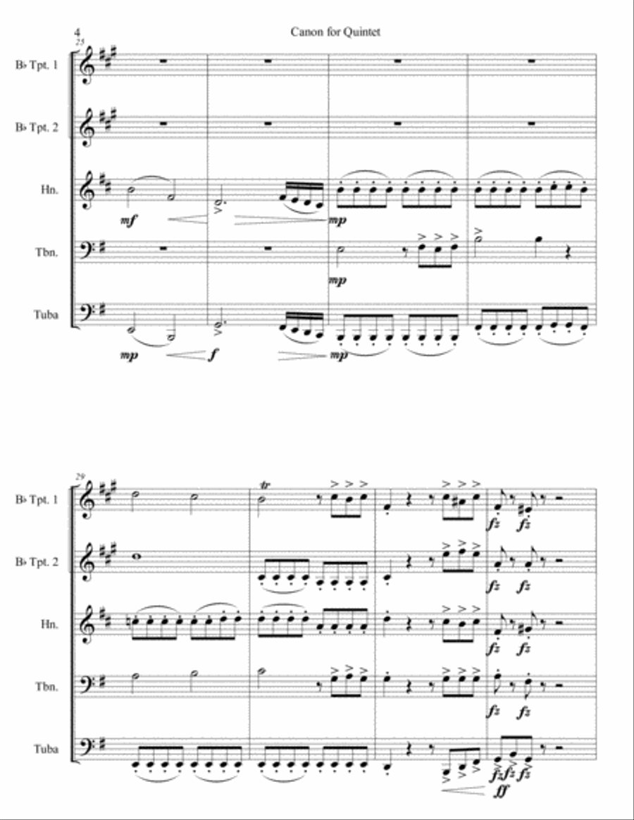 Canon for Quintet Brass Ensemble scores gallery preview page 4