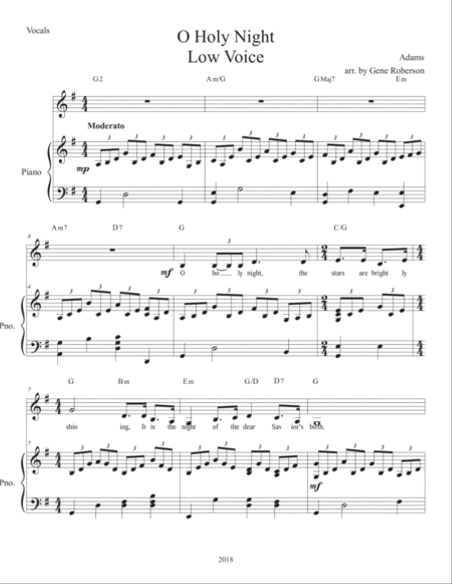 O Holy Night Low Vocal Solo Unison Choir scores gallery preview page 2