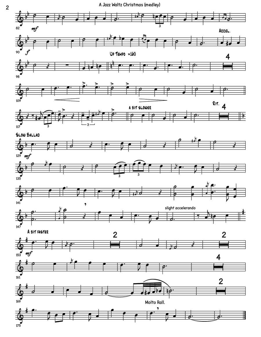 A Jazz Waltz Christmas (medley) B-Flat Trumpet scores gallery preview page 3