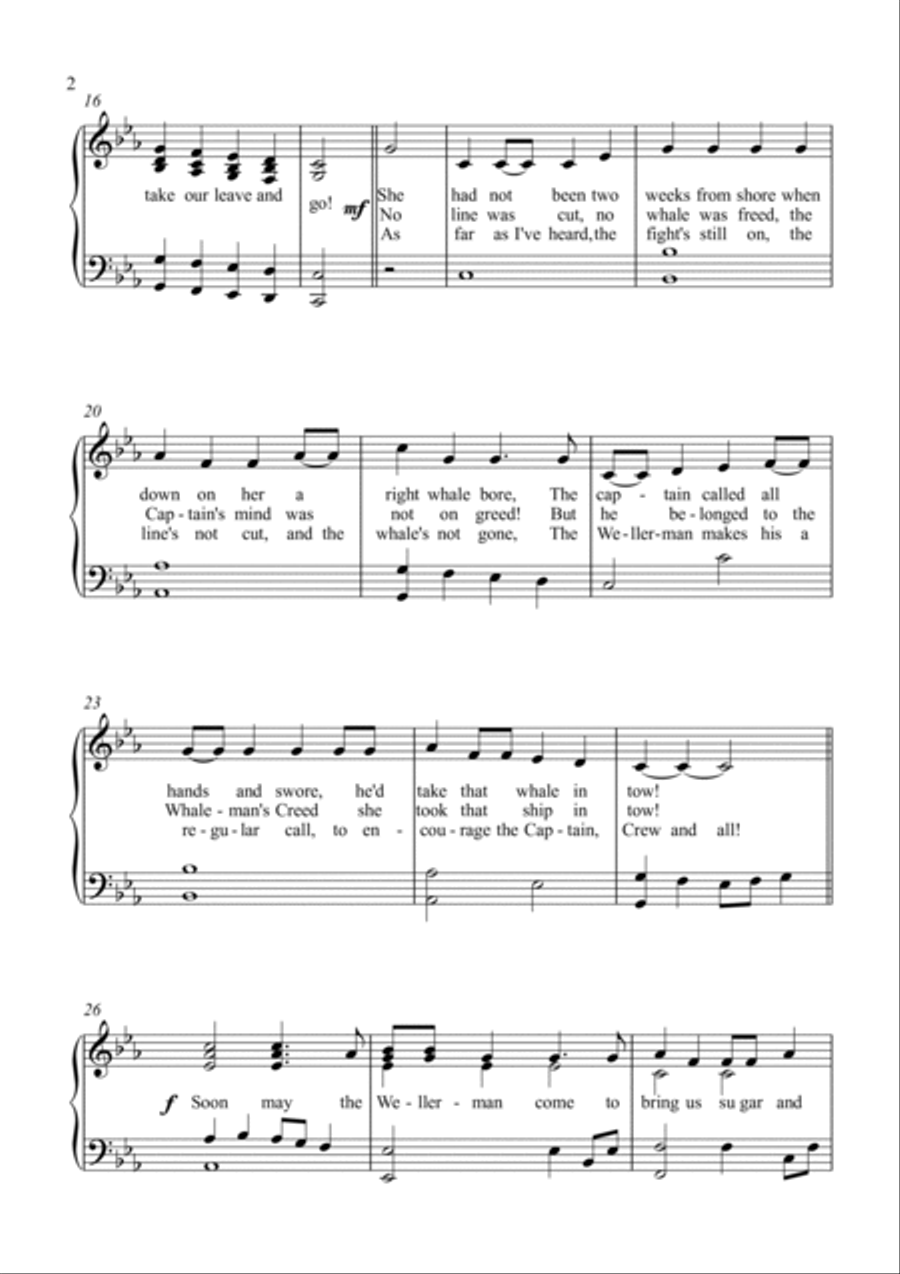 Wellerman (solo piano + lyrics) Piano Solo scores gallery preview page 2