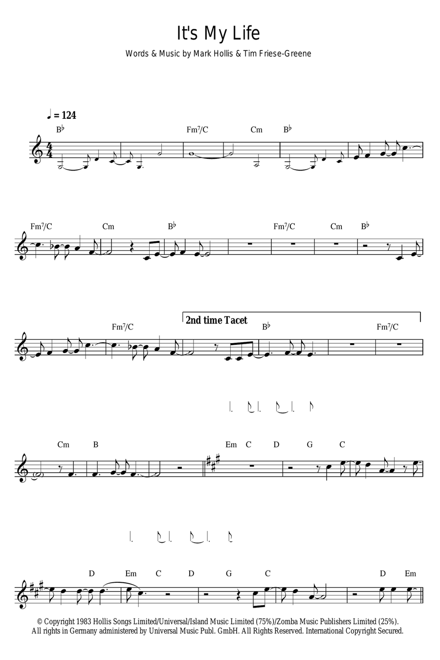 It's My Life It's My Life Clarinet Solo scores gallery preview page 1