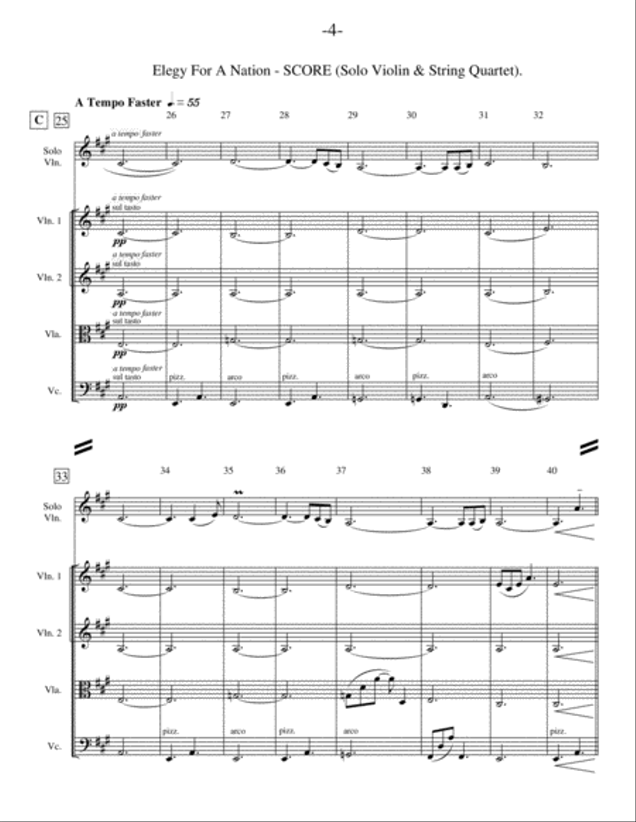 Elegy For A Nation (Solo Violin & String Quartet) String Quartet scores gallery preview page 4