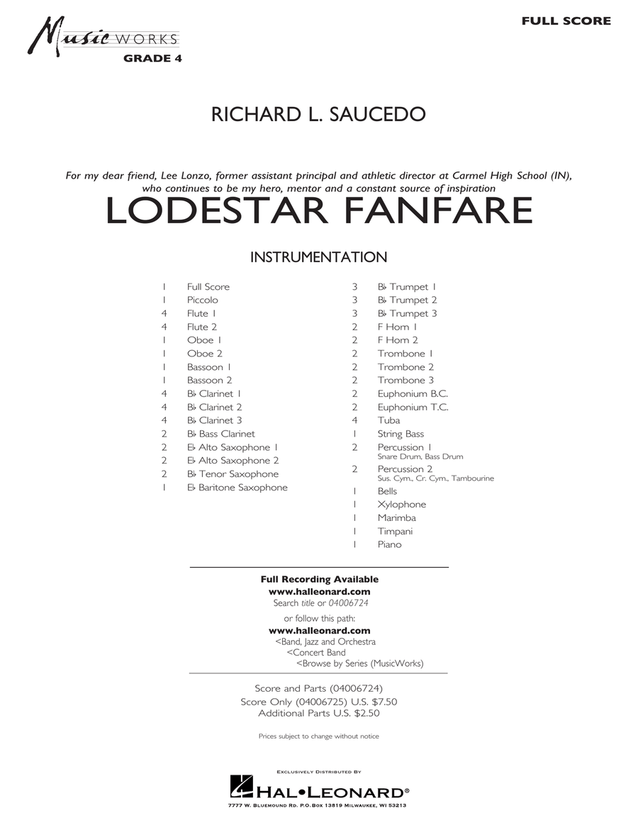 Lodestar Fanfare - Conductor Score (Full Score) Concert Band scores gallery preview page 1
