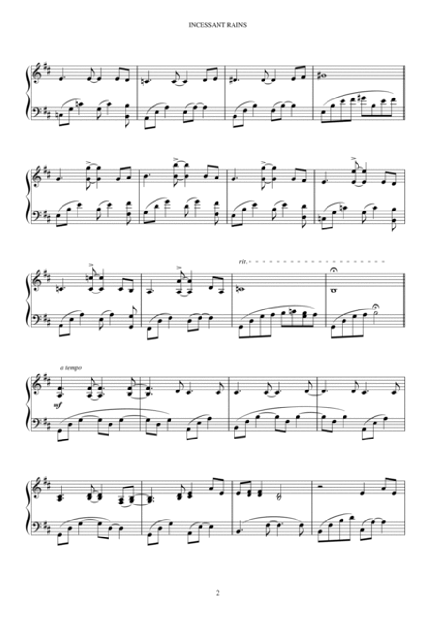 INCESSANT RAINS Piano Solo scores gallery preview page 3