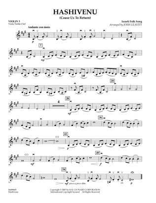 Hashivenu (Cause Us to Return) - Violin 3 (Viola T.C.)