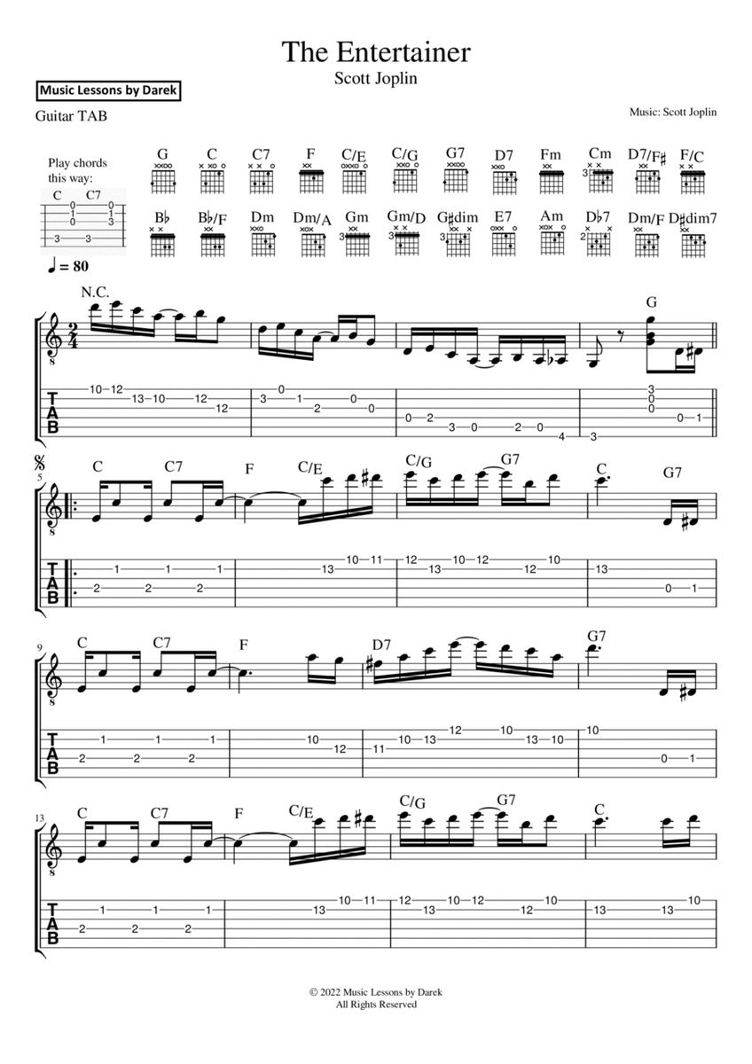 The Entertainer (GUITAR TAB) [Scott Joplin] image number null