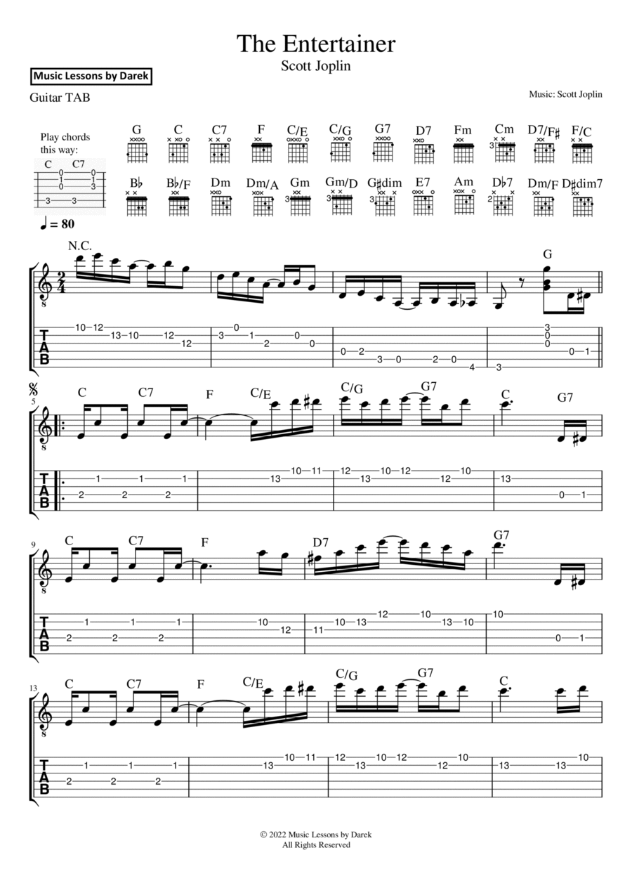 The Entertainer (GUITAR TAB) [Scott Joplin] image number null