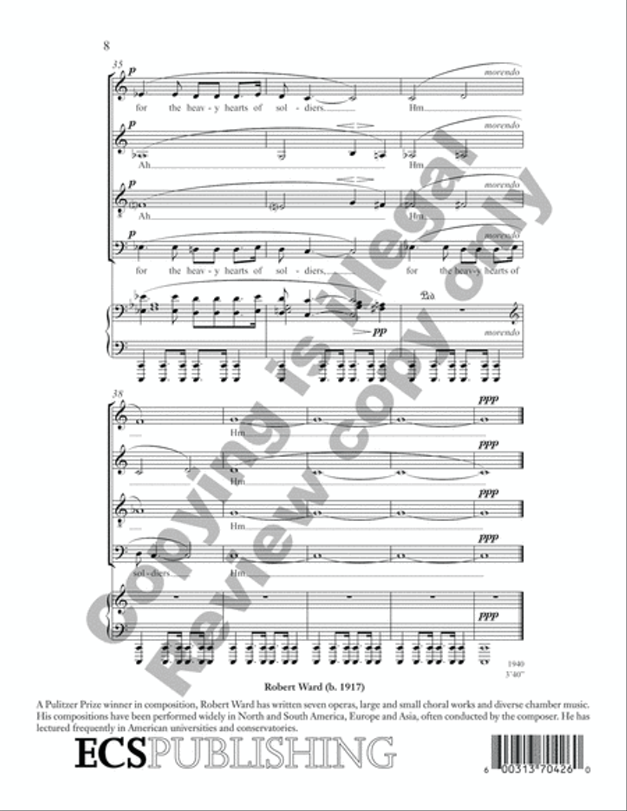 Hush'd Be the Camps Today 4-Part scores gallery preview page 6
