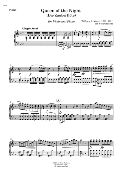 Queen of the Night Aria - Violin and Piano (Individual Parts) image number null