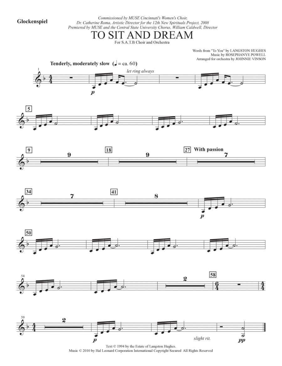 To Sit And Dream - Glockenspiel/Chimes Choir scores gallery preview page 1