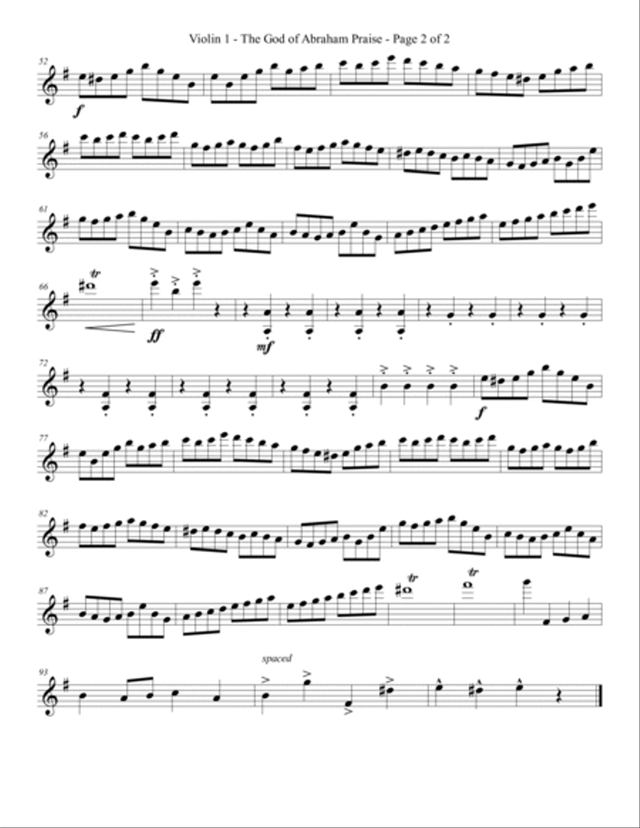 The God of Abraham Praise String Quartet scores gallery preview page 6