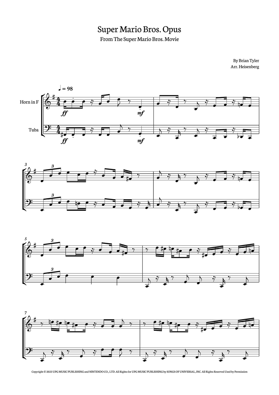 Super Mario Bros. Opus Brass Duet scores gallery preview page 1