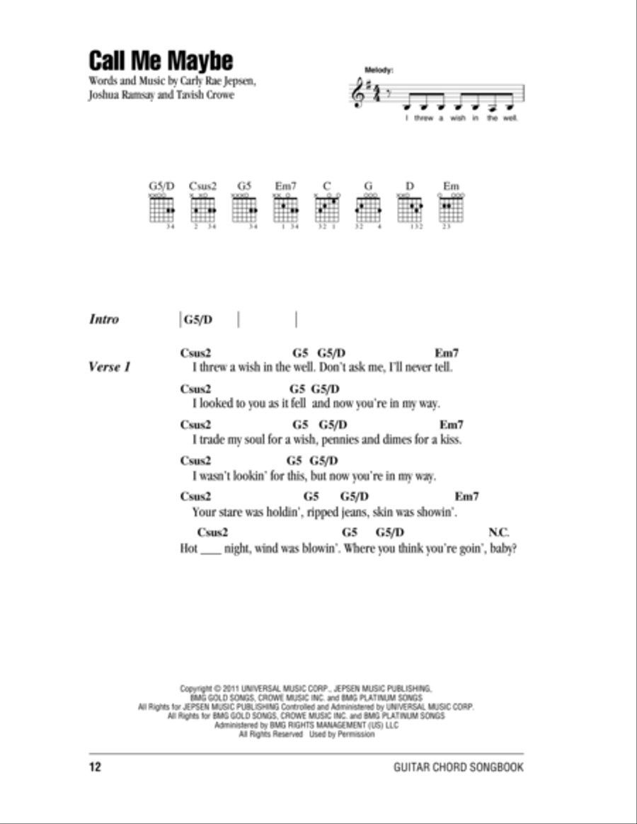Call Me Maybe Call Me Maybe Acoustic Guitar scores gallery preview page 1
