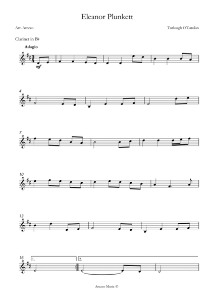 turlough'o carolan eleanor plunkett Clarinet and Cello sheet music image number null
