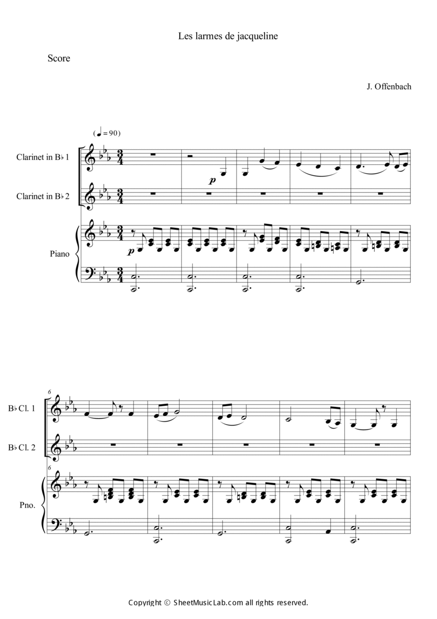 Jacqueline's Tears Clarinet Duet scores gallery preview page 1