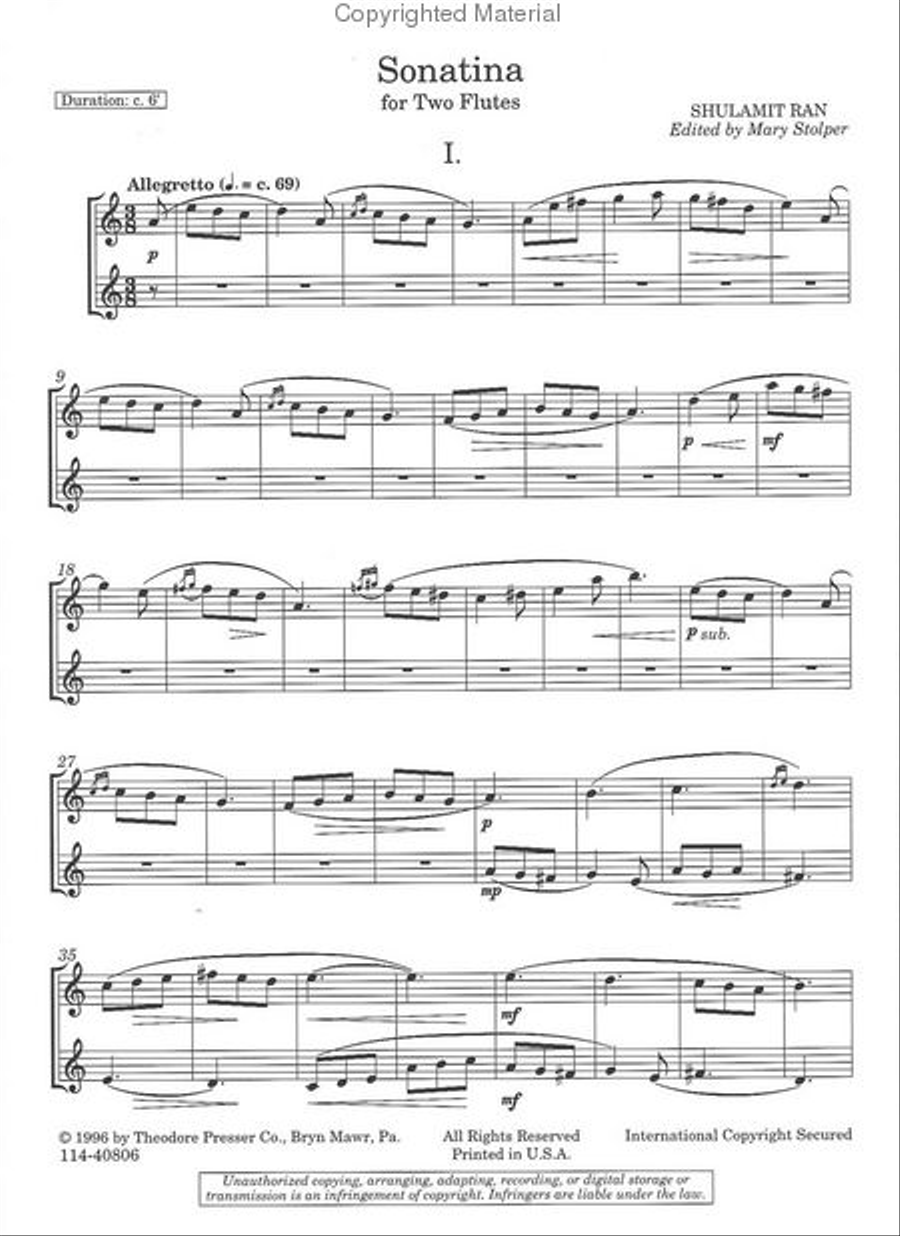 Sonatina Flute Duet scores gallery preview page 2