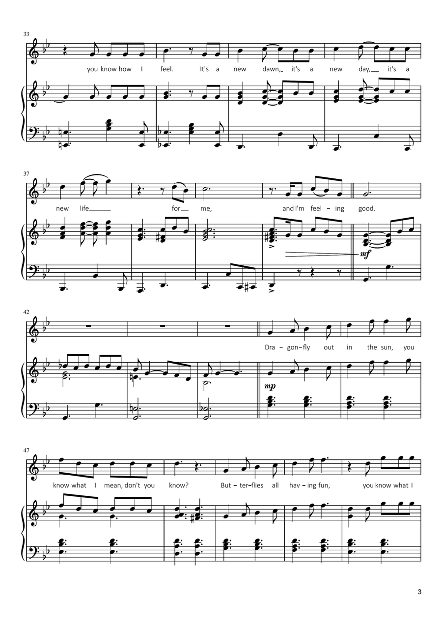 Feeling Good Piano, Vocal scores gallery preview page 3