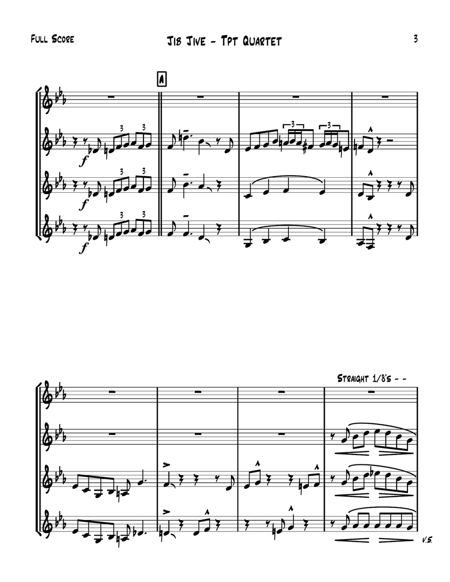 Jib Jive - Jazz Trumpet Quartet Jazz Ensemble scores gallery preview page 3