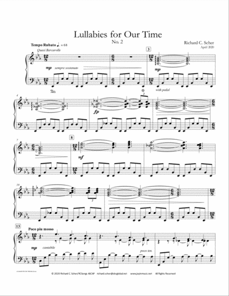 Lullabies for Our Time, Nos. 1, 2, 3 Piano Solo scores gallery preview page 3