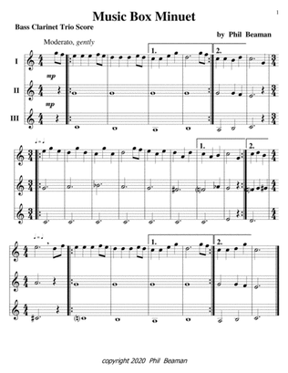 Book cover for Music Box Minuet-Bass Clarinet trio