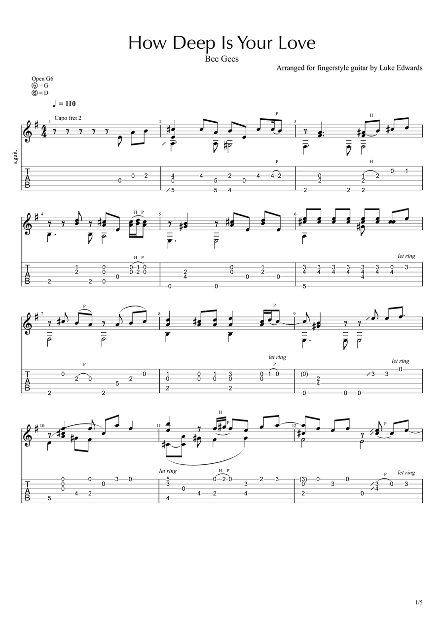 How Deep Is Your Love from the Motion Picture SATURDAY NIGHT FEVER Electric Guitar scores gallery preview page 1