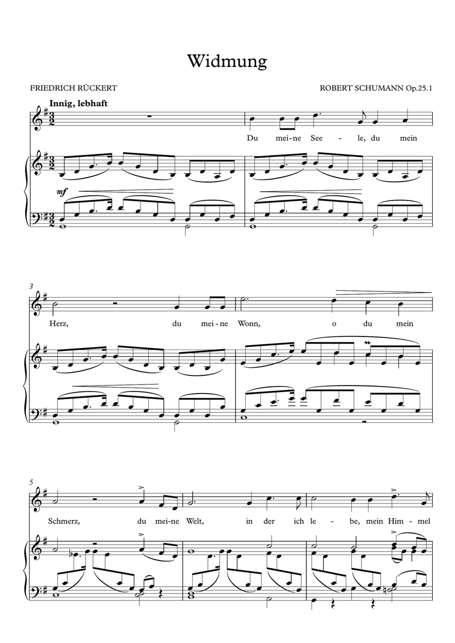 Widmung (G Major) Piano, Vocal scores gallery preview page 2