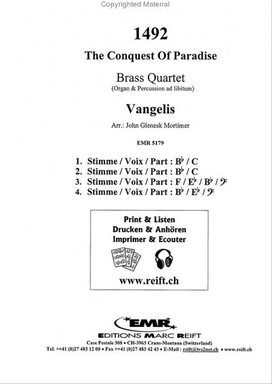 1492 The Conquest Of Paradise Brass Quartet scores gallery preview page 2