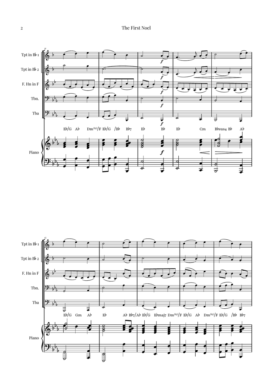 The First Noel | BEAUTIFUL Christmas Classic Brass Quintet scores gallery preview page 2