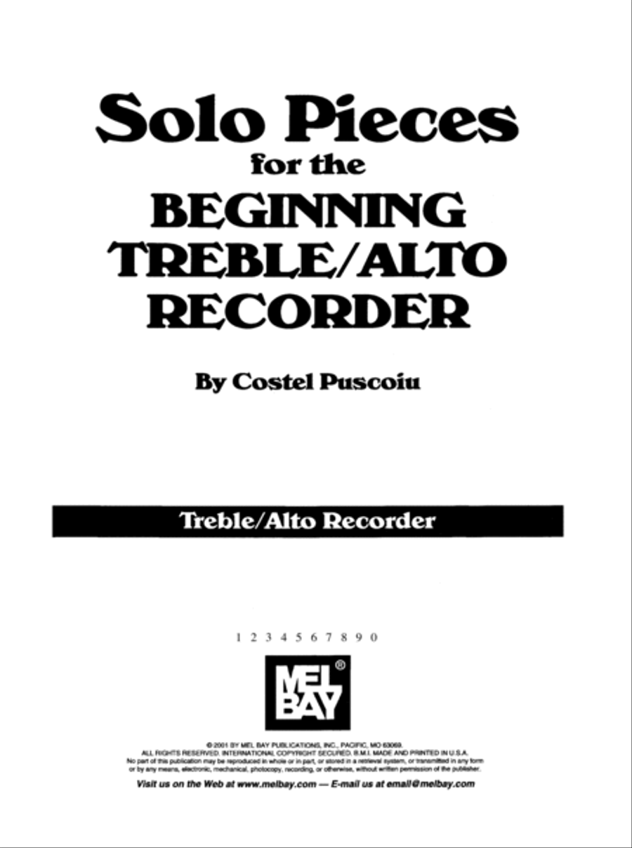 Solo Pieces for the Beginning Treble/Alto Recorder Alto Recorder scores gallery preview page 2
